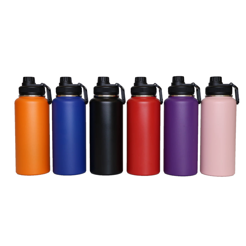 32oz insulated stainless steel water bottle with matte finish in a variety of vibrant colors