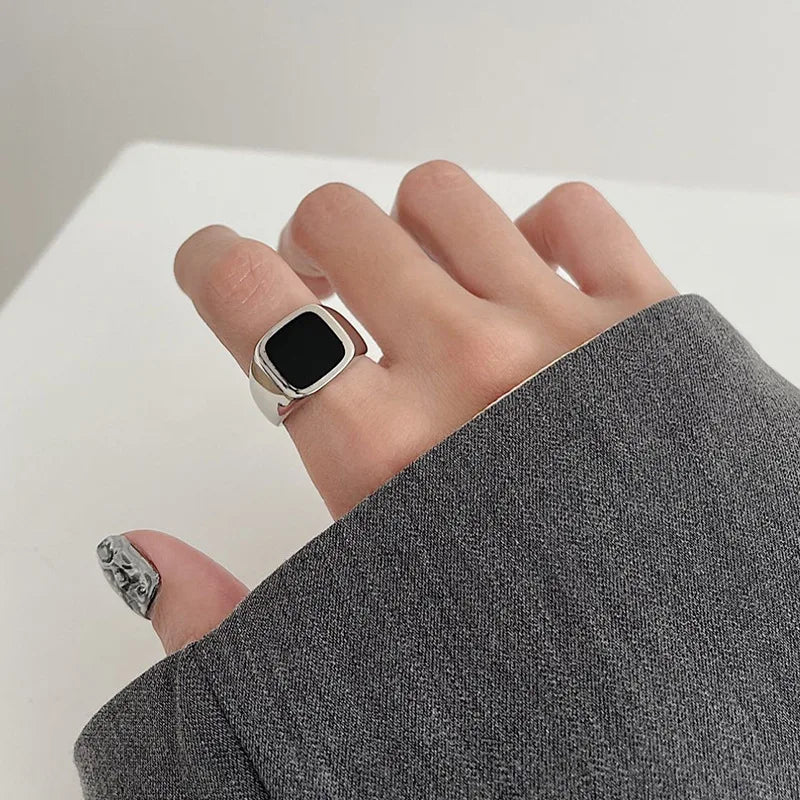 925 Sterling Silver plated Ring for Women Girl Gift Blace Stone Crystal Glaze Retro Punk Open Jewelry Dropship Wholesale