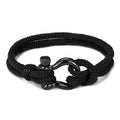 Modern Navy Rope Bracelet with Black Stainless Steel Hardware