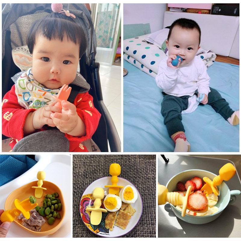 Baby Silicone Spoon and Fork Set – Ergonomic Self-Feeding Utensils