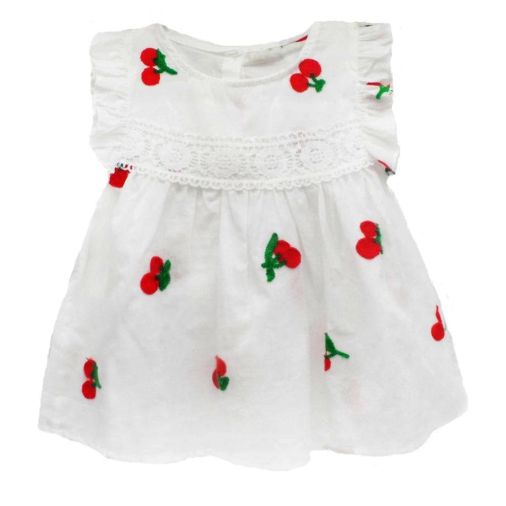 Summer Pineapple Print Baby Girl Frill Sleeve Cotton A-Line Dress