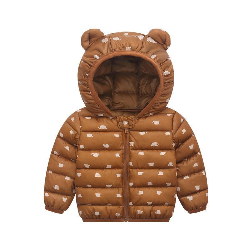 Warm Hooded Animal Print Winter Jacket for Kids