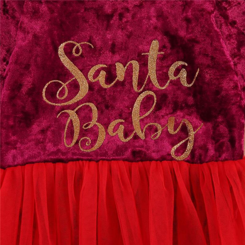 Baby Girls Velvet Christmas Dress with Metallic Gold Lettering