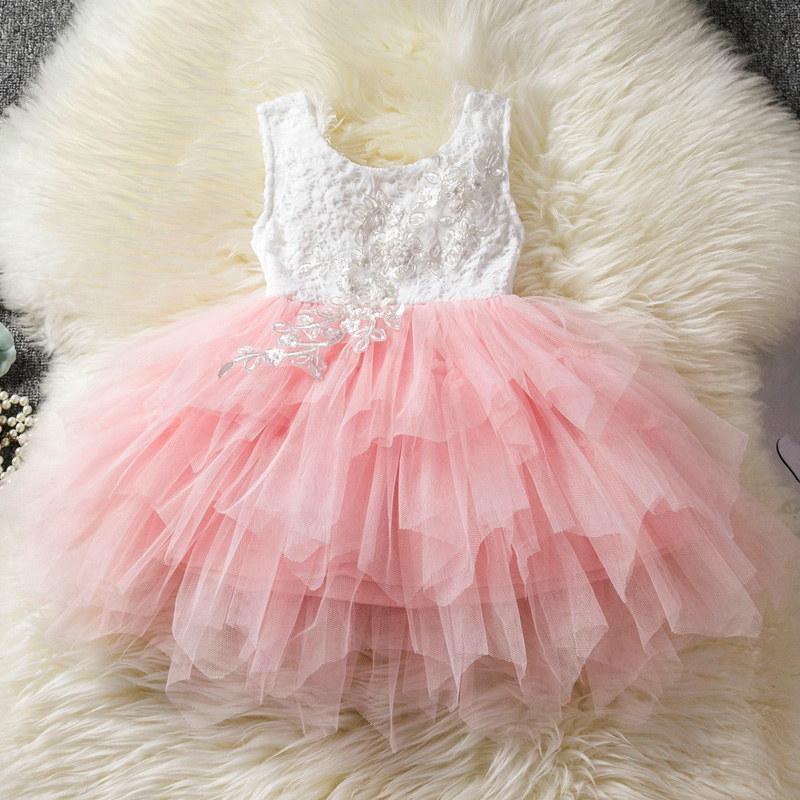 Toddler Girl Lace Tulle Birthday Dress & Cake Smash Outfit Set