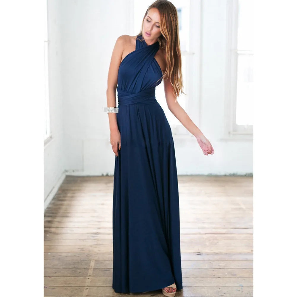 Women's Sexy Backless Convertible Wrap Maxi Dress Sleeveless - Image 14