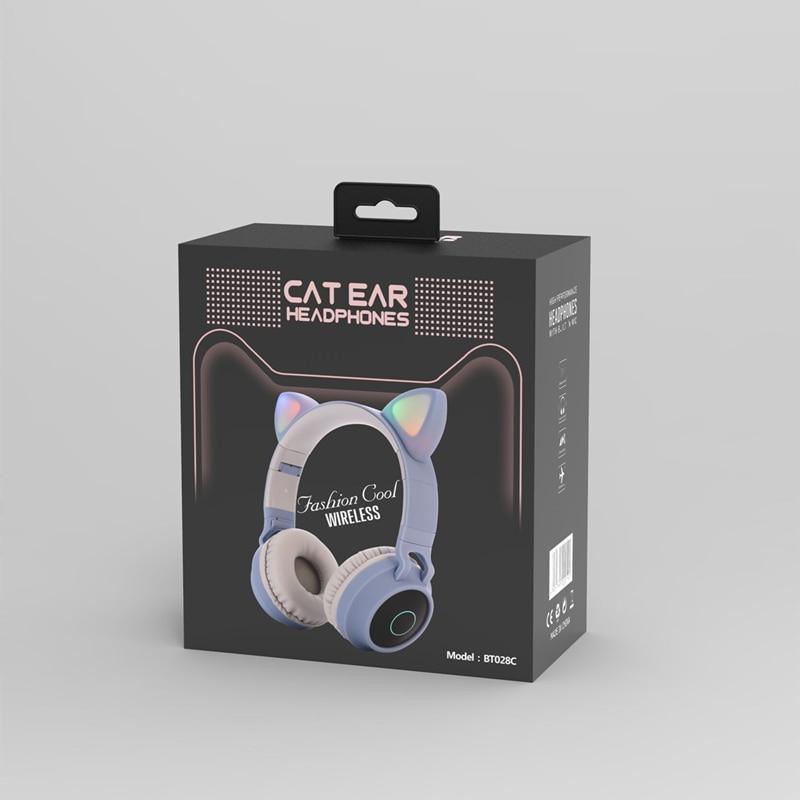 Wireless LED Cat Ear Bluetooth 5.0 Headphones with Mic