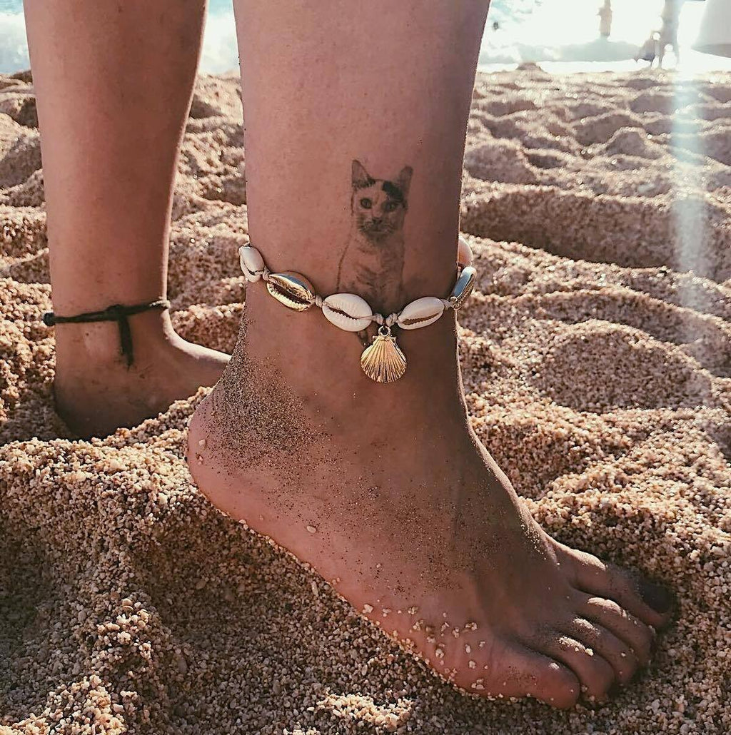 Gold Bohemian Shell and Starfish Anklet for Women Summer Beach