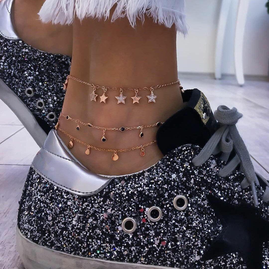Gold Bohemian Shell and Starfish Anklet for Women Summer Beach