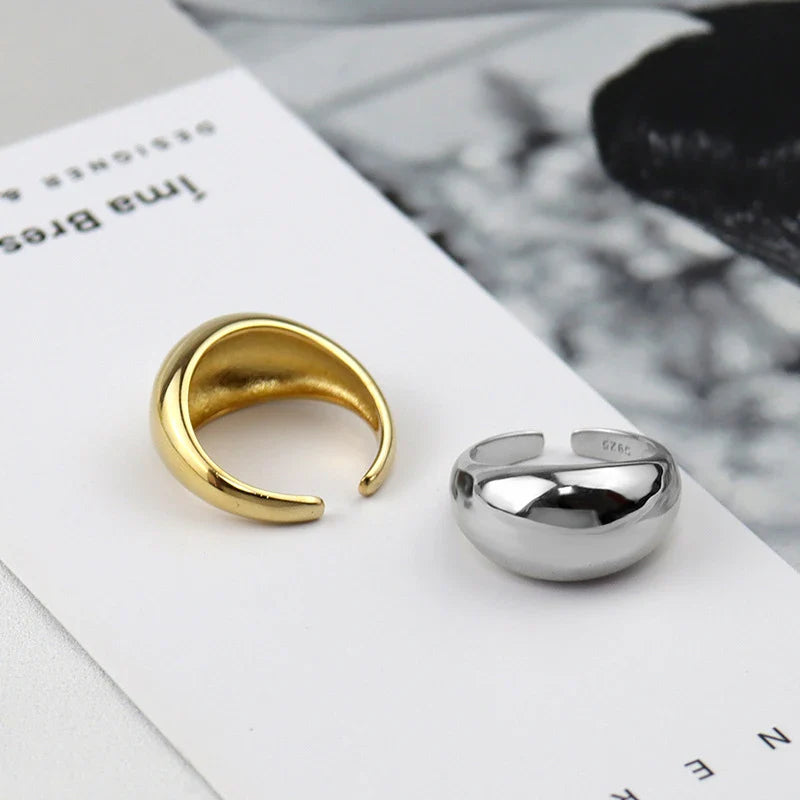 VENTFILLE 925 Sterling Silver Ring for Women Men Smooth Geometric Finger Ring Adjustable Party Jewelry Wholesale
