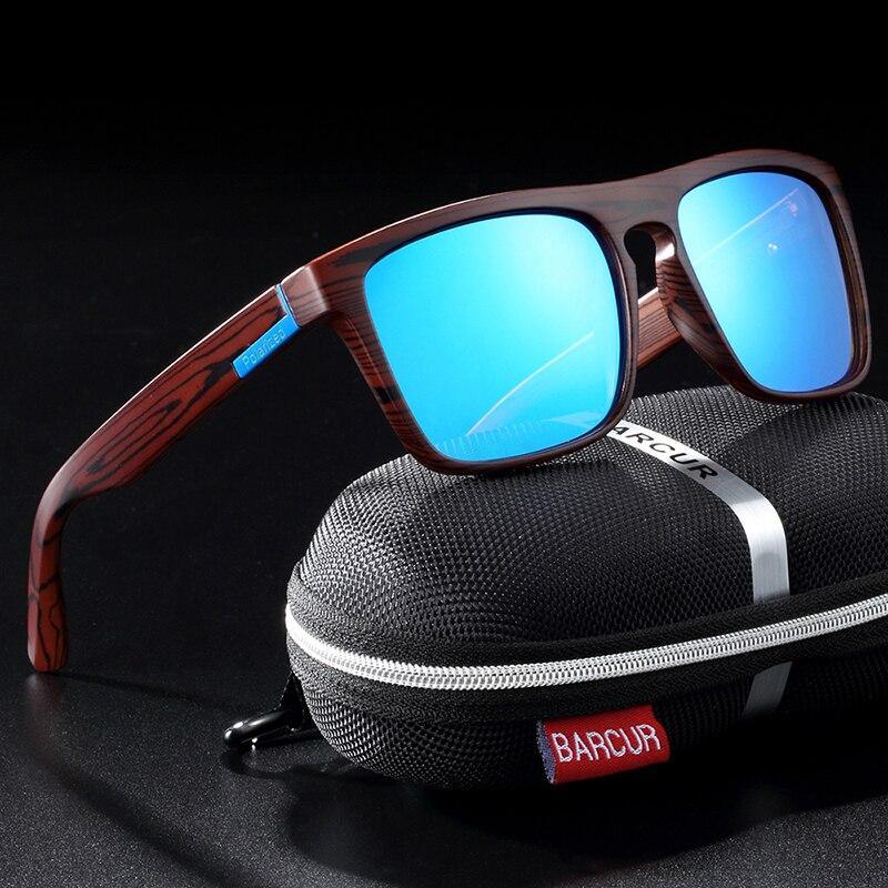 Polarized Retro Wood Grain Sunglasses Unisex UV400 Vintage Style