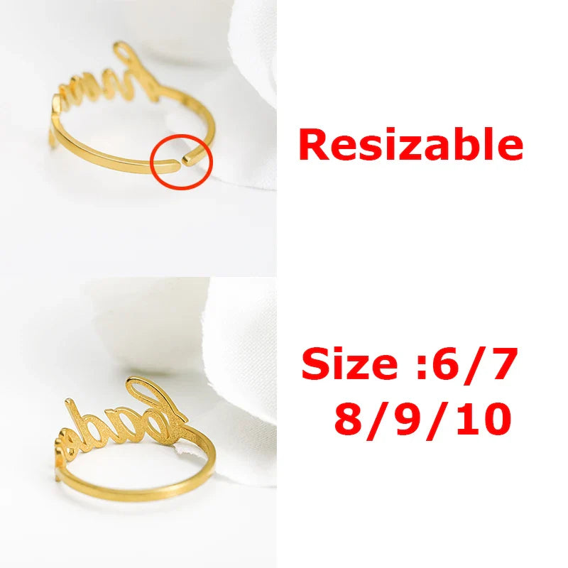 Custom Name Rings for Women Stainless Steel Gold Plated  Personalized Band Letter Initial Ring Wedding Jewelry Bijoux Femme 2023