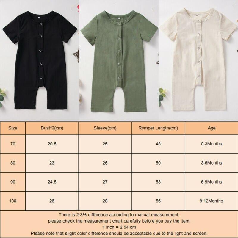 Adorable Sleeveless Cotton Button Romper for Baby Girls and Boys