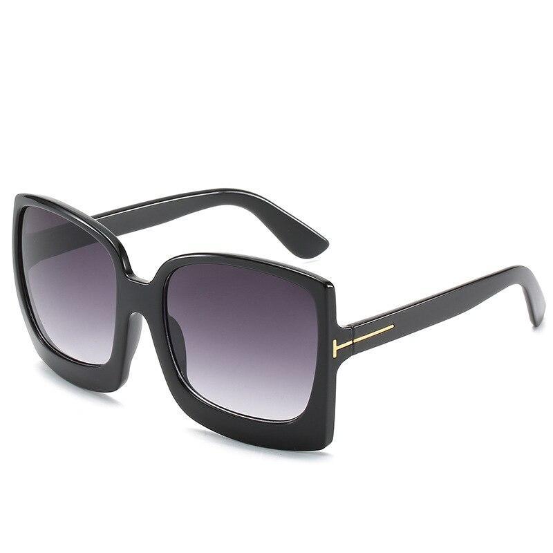 Oversized Square Gradient Sunglasses with UV400 Protection