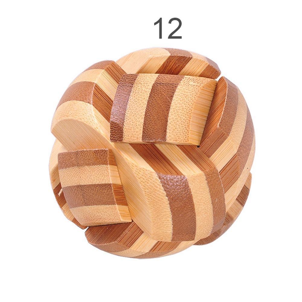 3D Wooden Interlocking Brain Teaser Puzzle Game - Light/Brown Wood