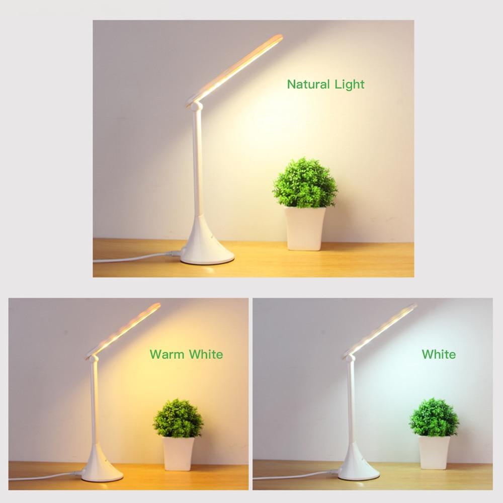Modern Foldable White LED Touch Desk Lamp with USB Charging Port