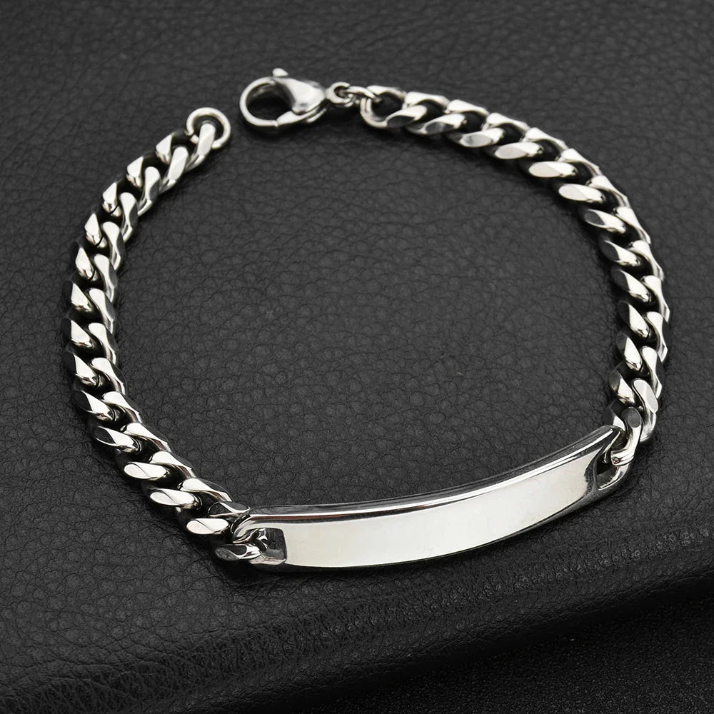 Nextvance Customized Engraving Nameplate Couple Bracelets on hand Stainless Steel Chain Bracelet  For Women Lovers  Jewelry Day