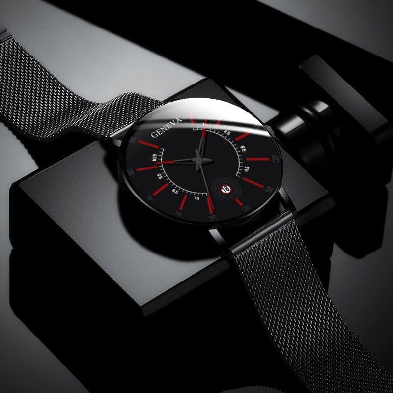 Ultra-Thin Stainless Steel Mesh Men's Quartz Business Wrist Watch