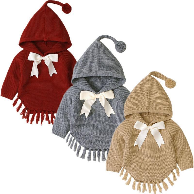 Toddler Girl Bowknot Cloak – Whimsical Knit Winter Coat