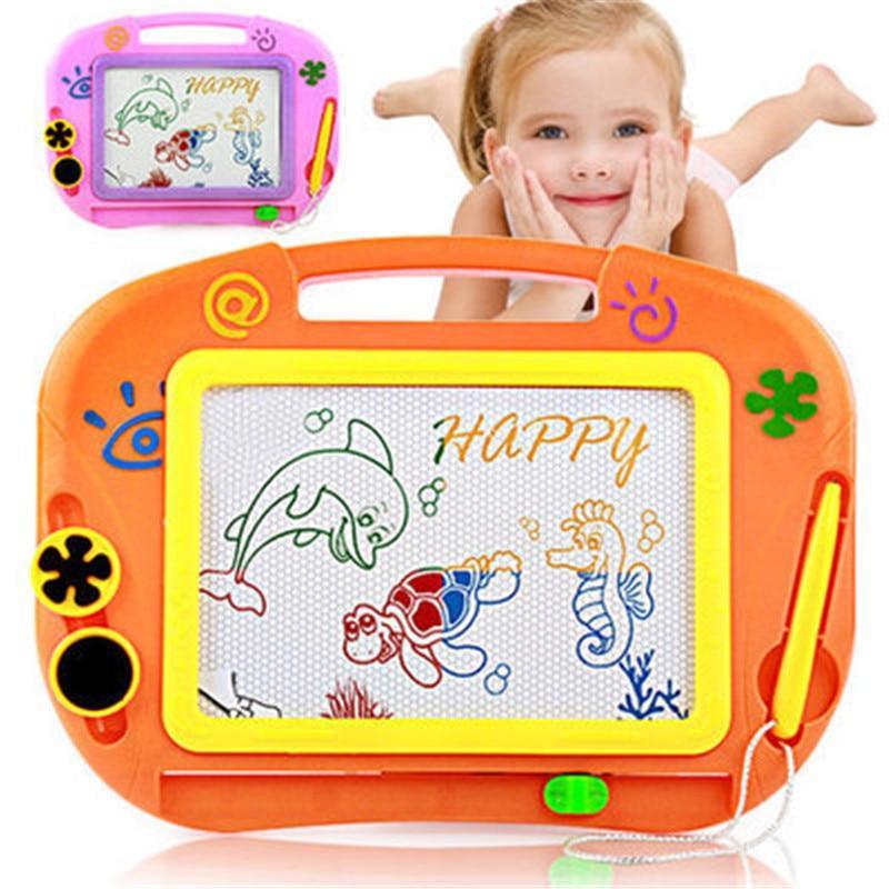 Bright yellow and orange magnetic drawing board for kids with smooth eraser
