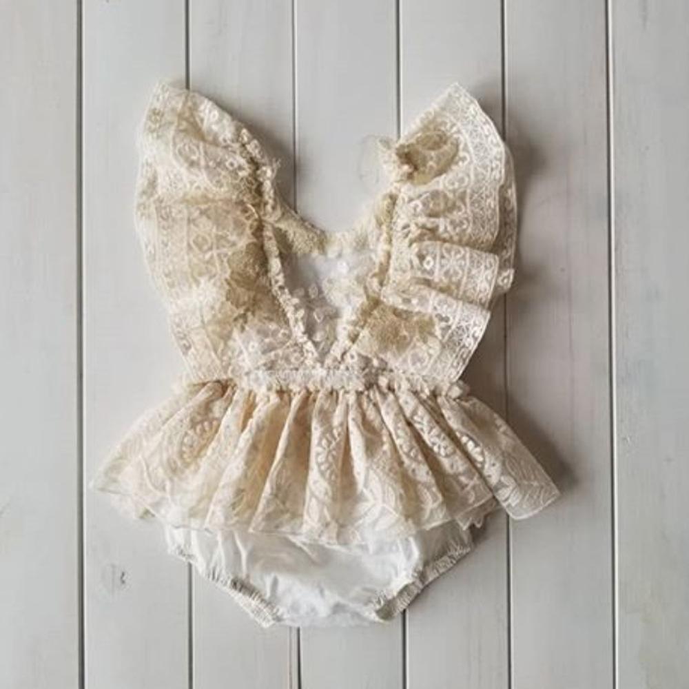 Baby Girl Lace Ruffle Romper Tutu Bodysuit for Newborns 0-24 Months