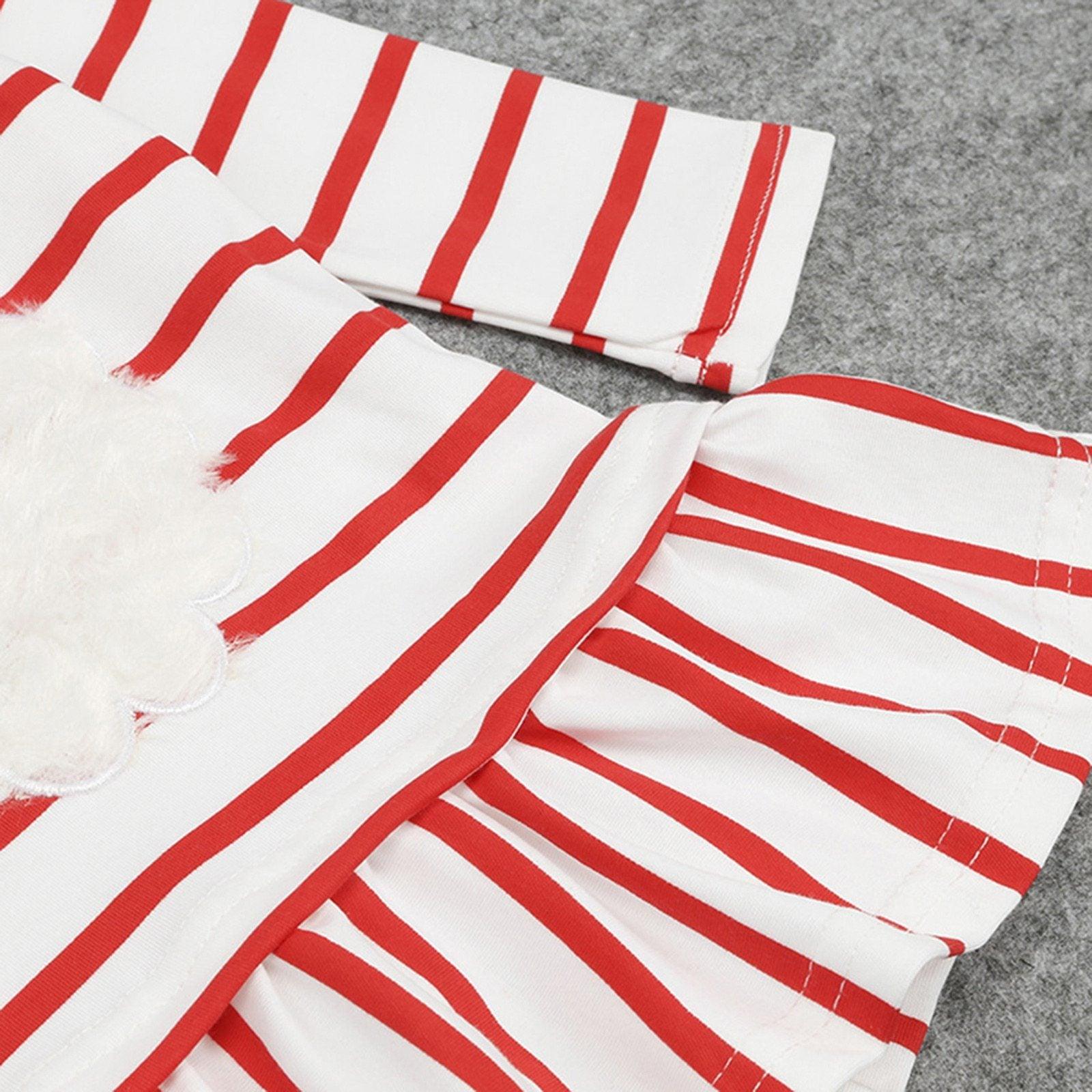 Striped Long Sleeve Baby Girl Christmas Dress and Holiday Outfit