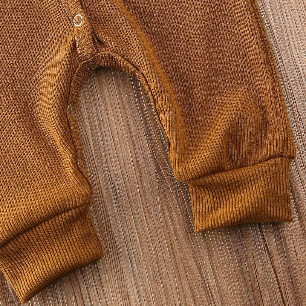 Minimalist Baby Knitted Long Sleeve Romper in Muted Earth Tones
