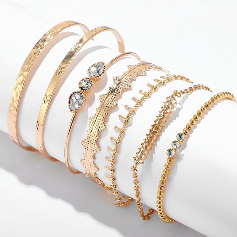 Bohemian Gold-Tone Tassel Bracelet with Shell and Crystals