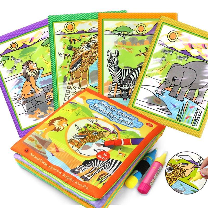 Magic water drawing book with reusable coloring pages for toddler art