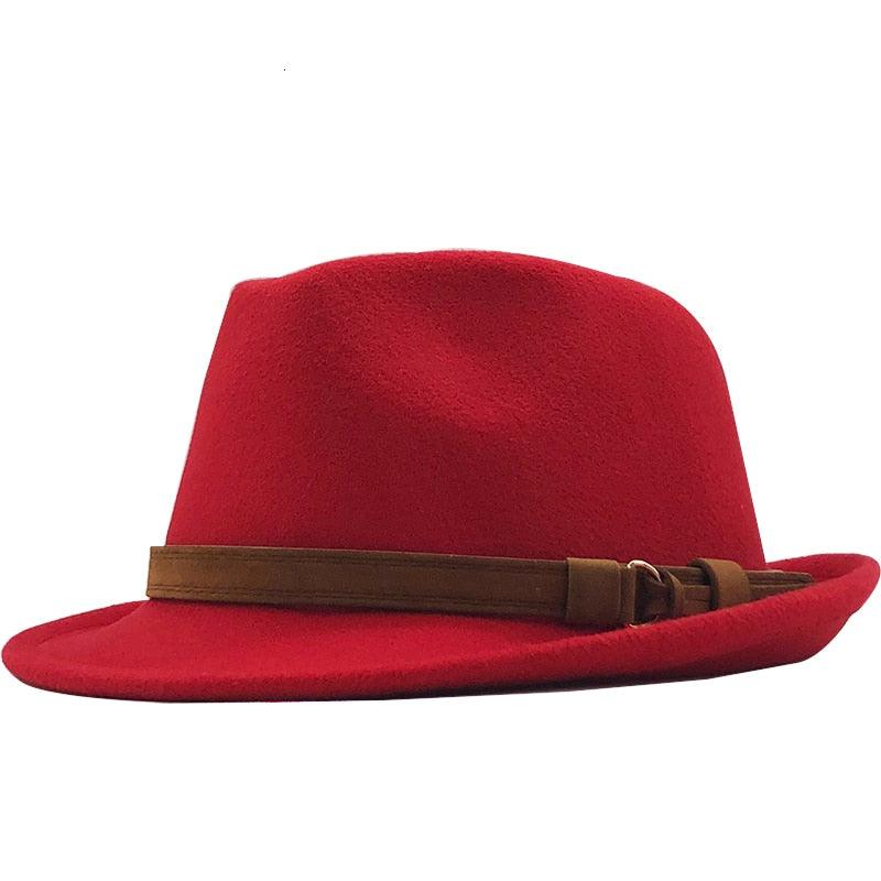 Classic Unisex Fedora Hat with Belt Buckle Vintage Style