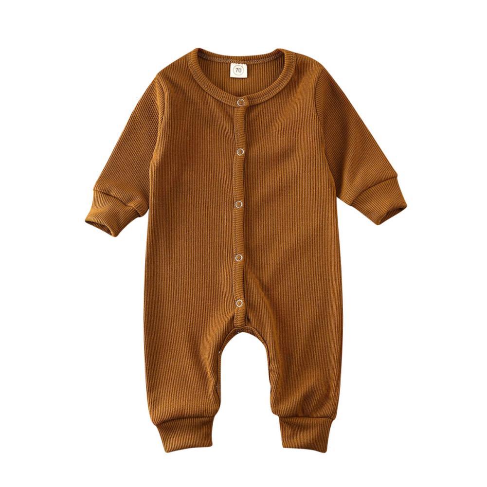 Minimalist Baby Knitted Long Sleeve Romper in Muted Earth Tones