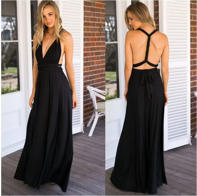 Women's Sexy Backless Convertible Wrap Maxi Dress Sleeveless - Image 16