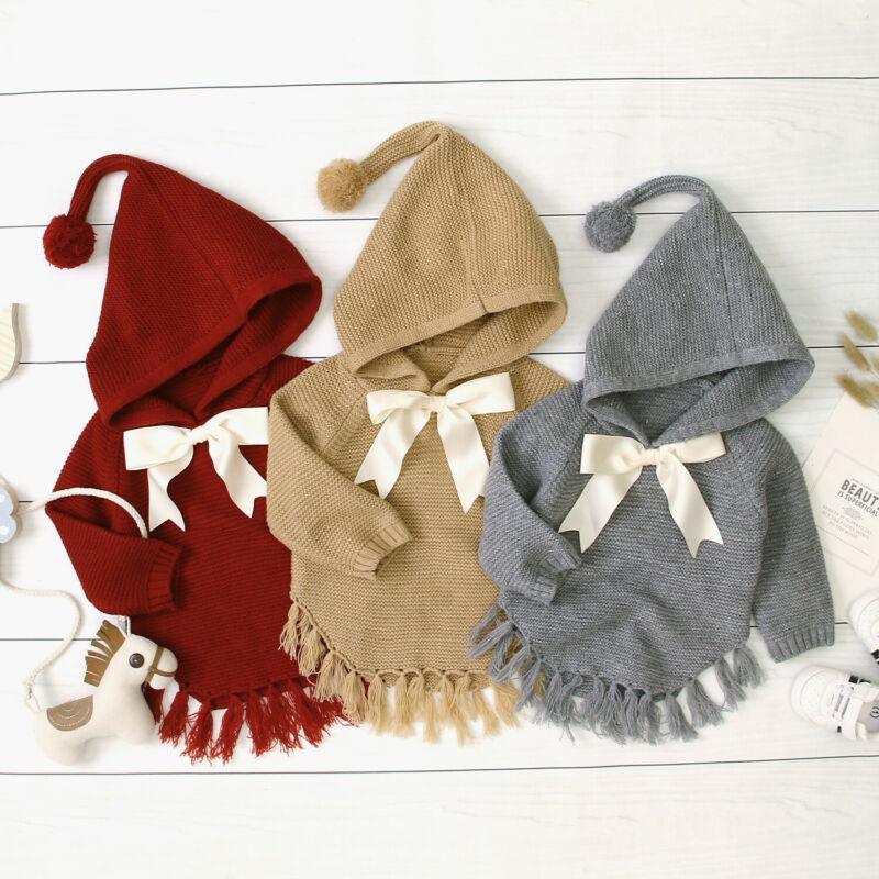 Toddler Girl Bowknot Cloak – Whimsical Knit Winter Coat