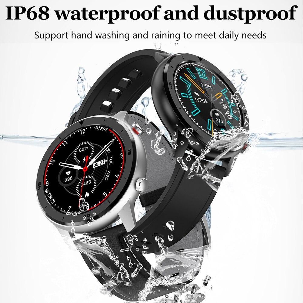 Luxury Round Business Smart Watch with Heart Rate Monitor and Leather