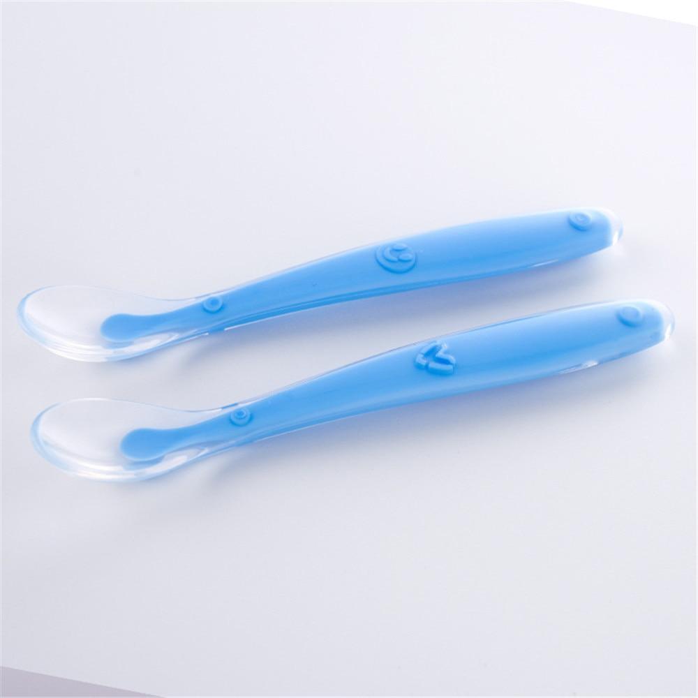 Soft Silicone Candy Color Baby Spoon for Self-Feeding Training