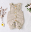 Handmade Knitted Baby Romper - Retro Sleeveless Cotton Jumpsuit