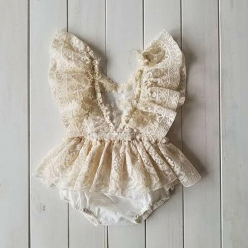 Baby Girl Lace Ruffle Romper Tutu Bodysuit for Newborns 0-24 Months
