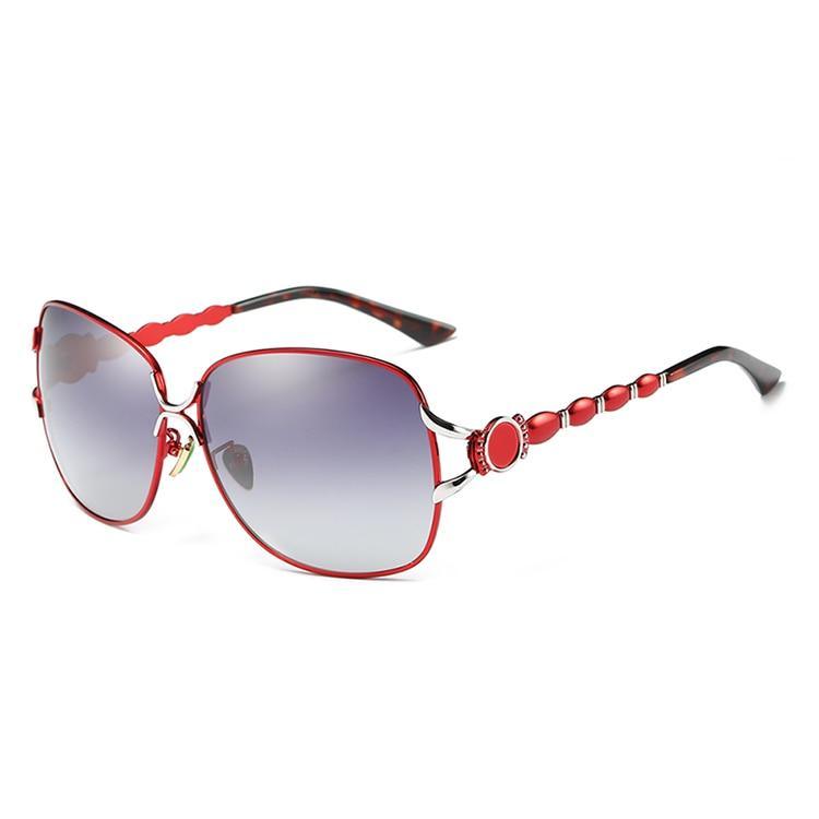 Oversized Polarized Luxury Sunglasses with Pearl Detail - Ladies