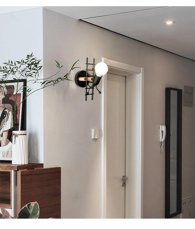 Modern Nordic Humanoid Climbing Ladder Wall Sconce Lamp for Kids Room