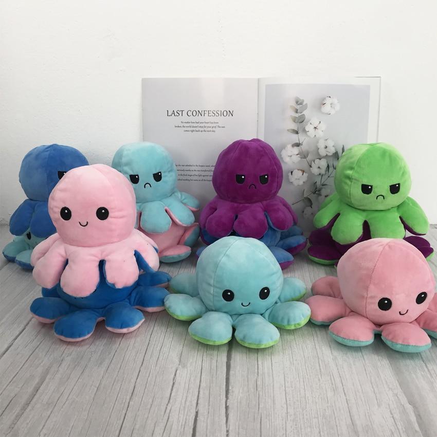 Reversible Flip Octopus Plush Toy – Soft Double-Sided Mood Plushie