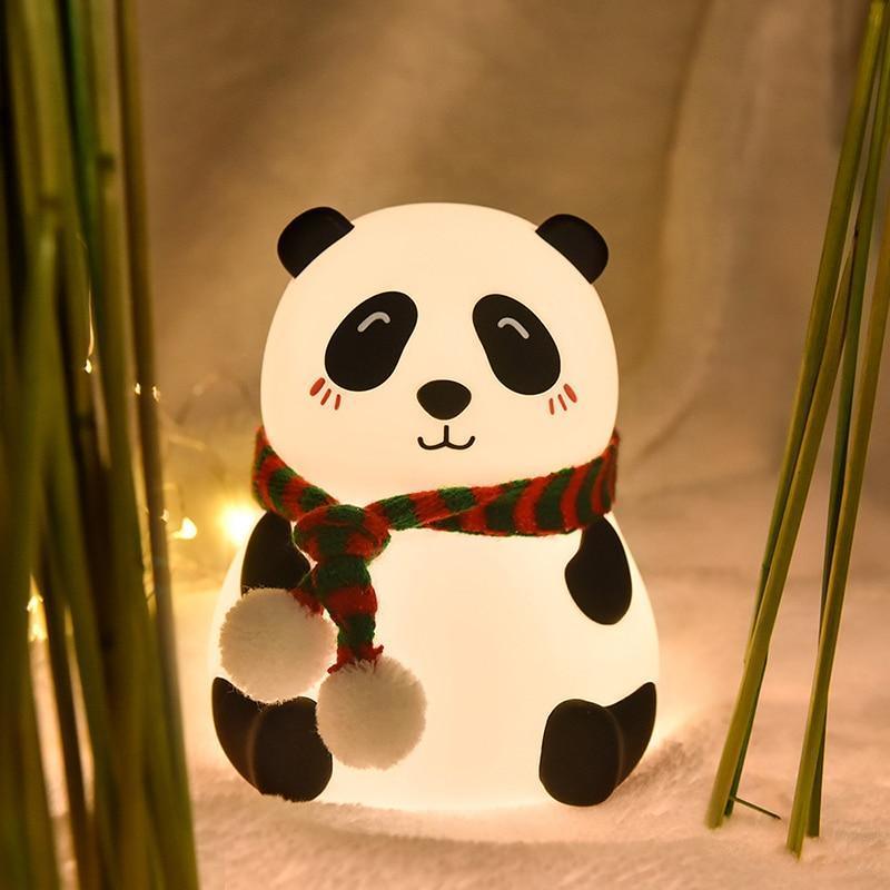 Cute panda-shaped silicone night light with soft glow.