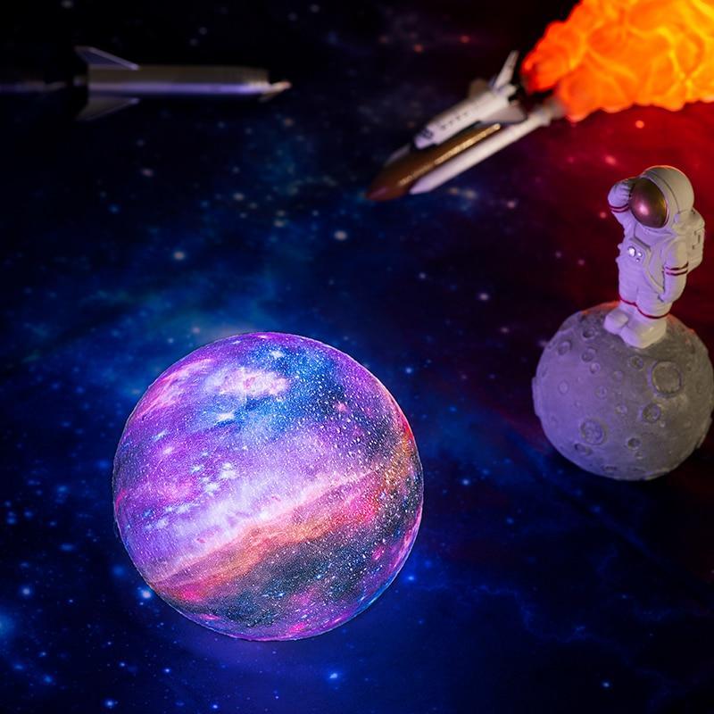3D Galaxy Moon Lamp Multicolor LED Night Light with Touch Control