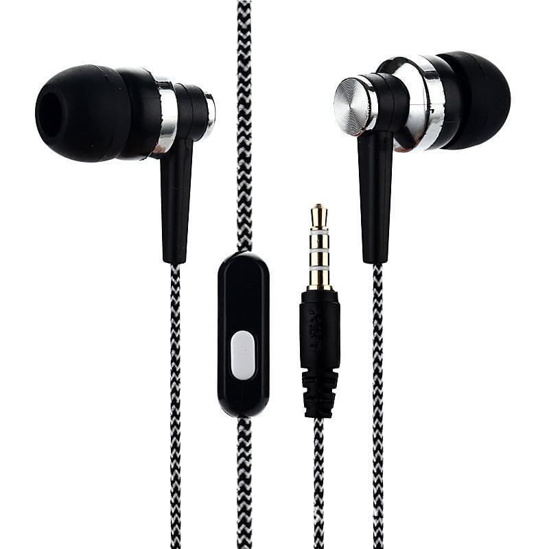 Universal Braided In-Ear Stereo Headphones with Subwoofer Bass