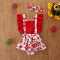 Baby Girl Summer Ruffled Backless Romper in Cotton