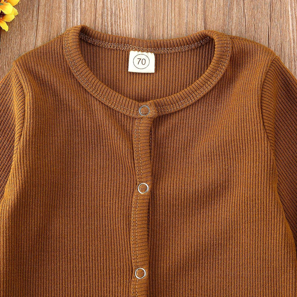 Minimalist Baby Knitted Long Sleeve Romper in Muted Earth Tones