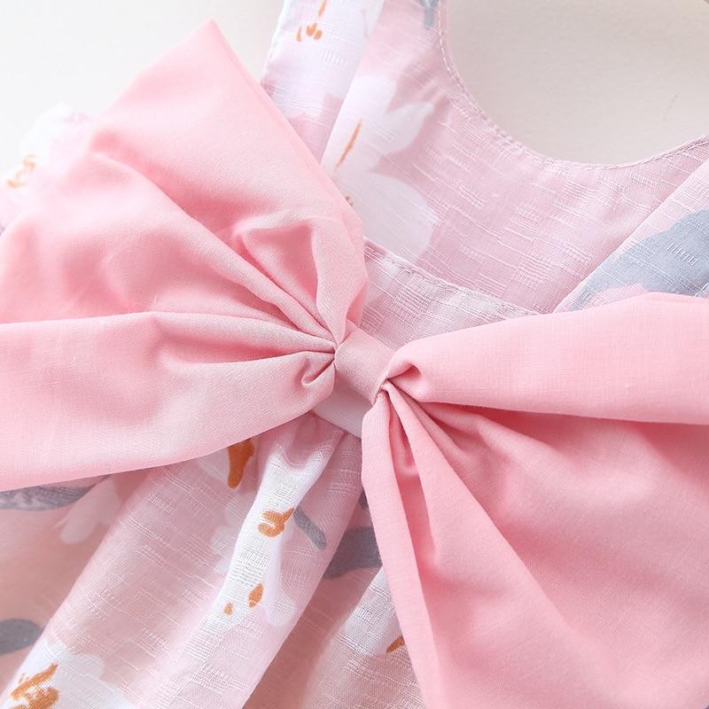 Luxury Modern Summer Bow Print Dress and Matching Hat Set for Girls