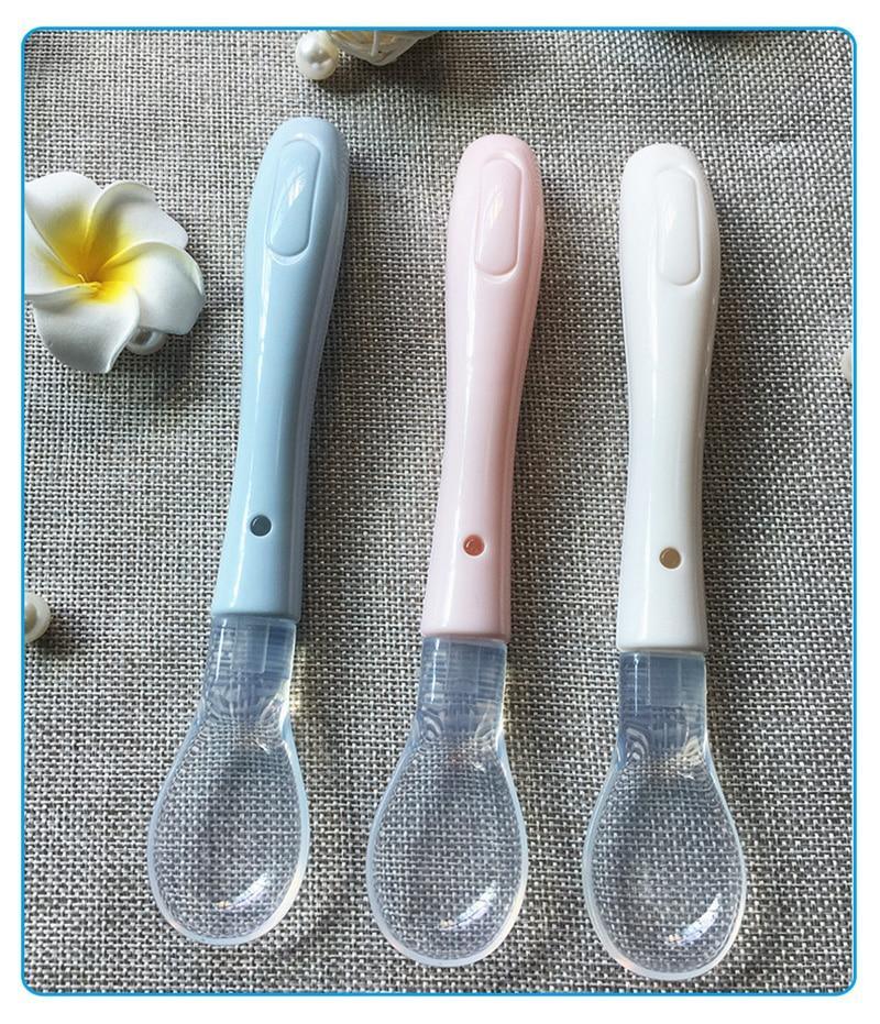 Temperature Sensing Silicone Baby Spoon, Newborn Feeding Tool