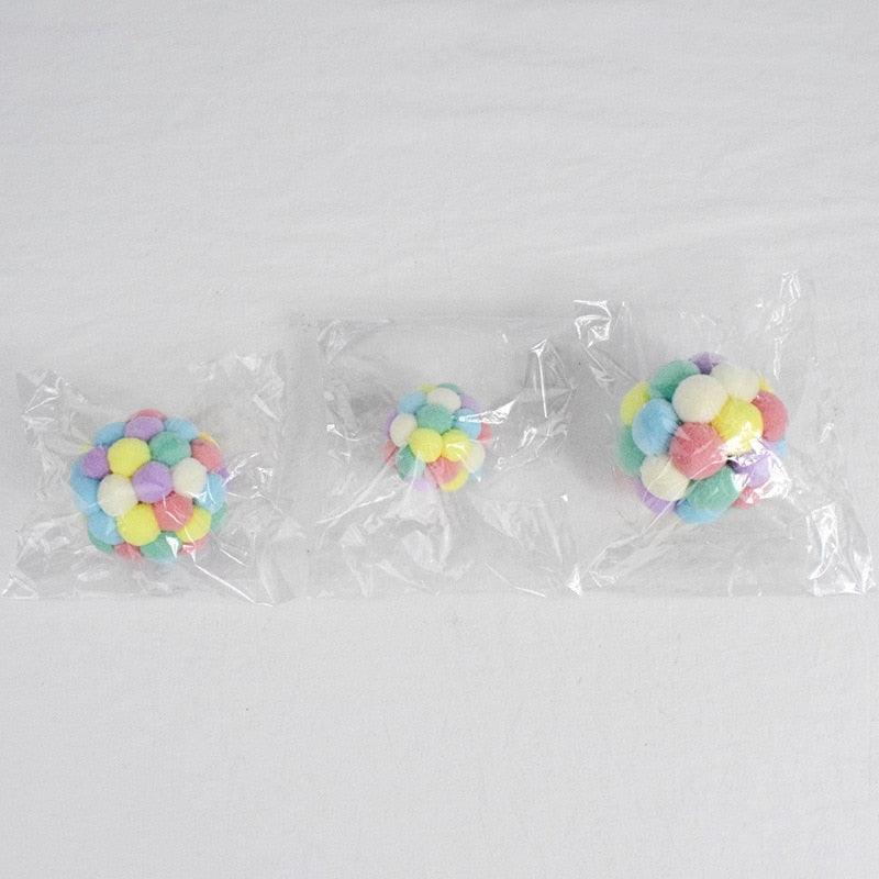 Plush Interactive Cat Toy Balls - 6-Color Set for Pet Enrichment