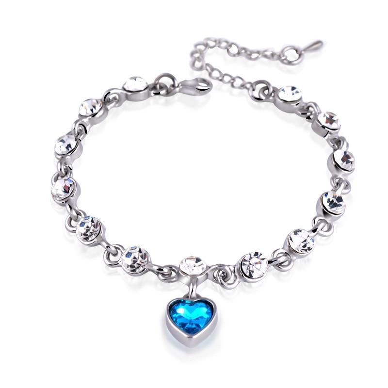 925 Sterling Silver Blue Sapphire & Tanzanite Chain Bracelet