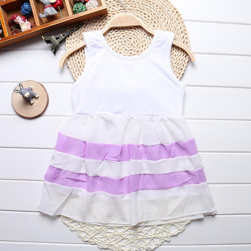 Baby Girl Sleeveless Purple Stripe Chiffon Tutu Sundress