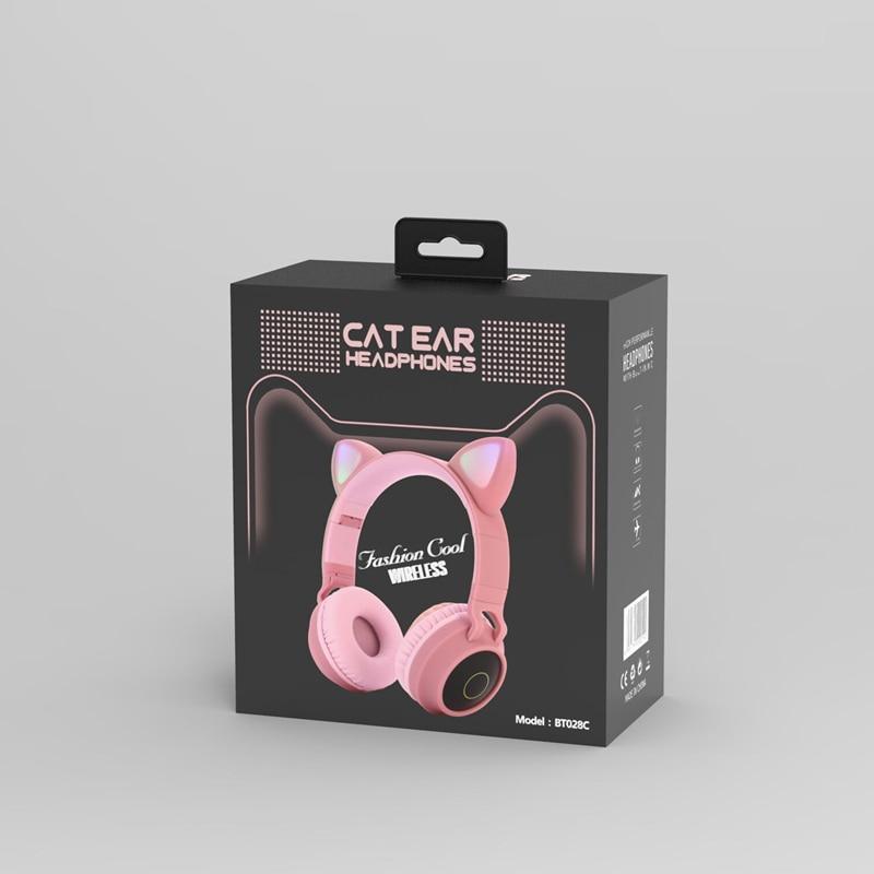 Wireless LED Cat Ear Bluetooth 5.0 Headphones with Mic